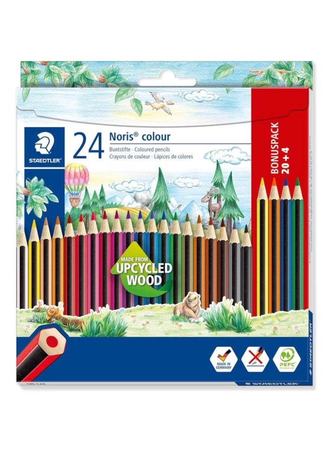 ستدلر Staedtler Noris colour colouring pencils in assorted colours, pack of 20 plus 4 FREE pencils - No:185 C24P - Image 1